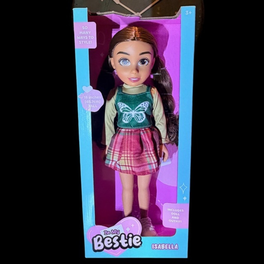 BE MY BESTIE 18 Inch Doll Isabella with Outfit Long Brown Hair Brown Eyes